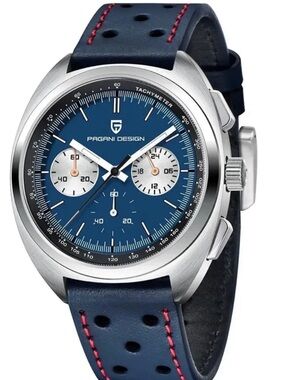 Pagani Design Blue Dial Chronograph leather strap Watch men’s